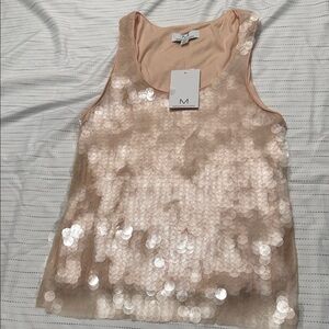 Magaschoni Sequin Sleeveless Blouse - Cream